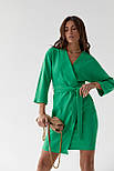 Плаття-кімоно на запах із поясом Fame istanbul — зелений колір, S (є розміри), фото 5