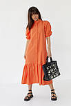 Довге плаття на ґудзиках з воланом низом — жовтогарячий колір, S (є розміри), фото 5