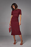 Силуетне мідіплаття з драпіруванням — бордо-колір, S (є розміри), фото 7