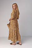 Літнє мідіплаття з леопардовим принтом — світло-коричневий колір, S (є розміри), фото 2