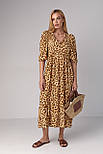 Літнє мідіплаття з леопардовим принтом — світло-коричневий колір, S (є розміри), фото 5