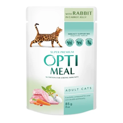 Optimeal вологий корм для котів з кроликом у морквяному желе 85 гр * 12 шт