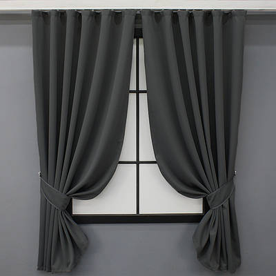 Комплект (2шт. 1,4х1,7м.) коротких штор із тканини блекаут "Midnight". Колір графітовий. Код 1399ш 35-0159