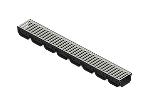Лоток водовідвідний пластиковий Easy 2 DN100 H70 з решіткою із нержавіючої сталі щілинною А15