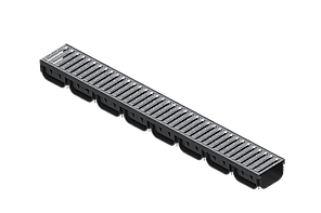 Лоток водовідвідний пластиковий Easy 2 DN100 H70 з решіткою сталевою оцинкованою щілинною А15