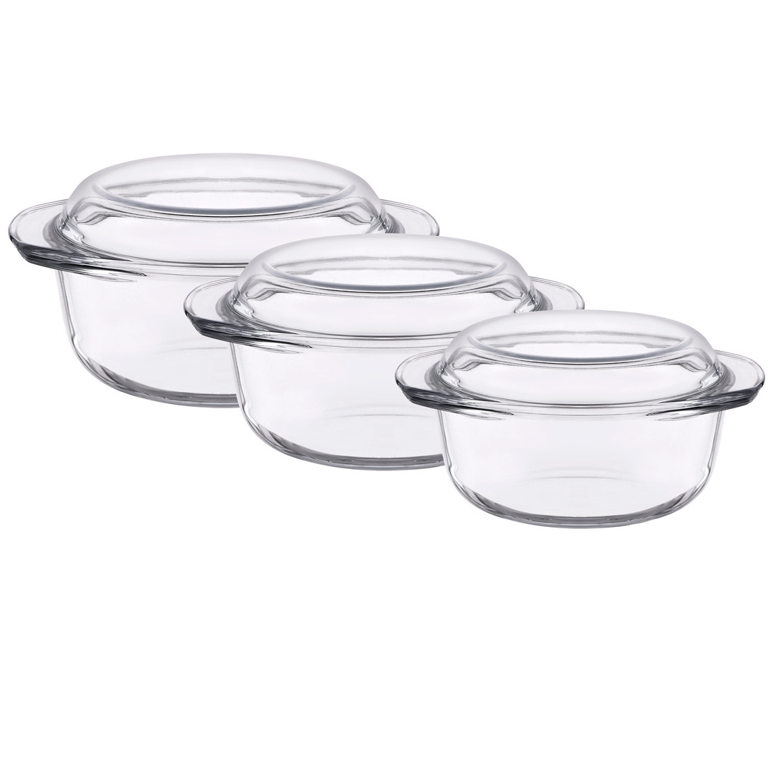 Набір скляних каструль 2,0 л, 2,5 л, 3,0 л 4222/4221/4129