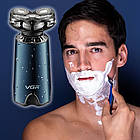 Чоловіча електробритва з плаваючими головками, з USB, VGR V-397 / Роторна бритва / Акумуляторна бритва, фото 2