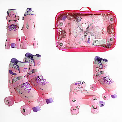 Ролики дитячі для дівчинки 13206-S розмір 31-34 рожеві