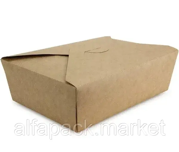 Ланч-бокс крафт 1400 мл, з ламінацією 196*140*48 (60шт/пак/240) 010430002