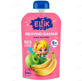 Пюре для дітей від 6міс фруктове Яблуко-банан Elfik Magic 100г