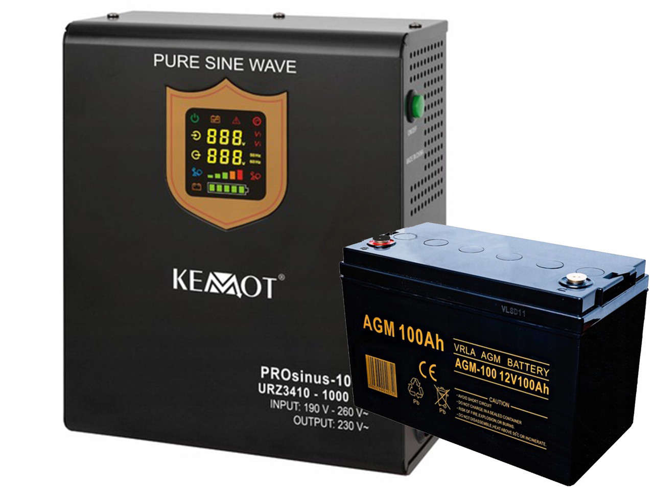 Джерело безперебійного живлення UPS 12V 230V 1000VA/700W + Акумулятор 100Ач, фото 1