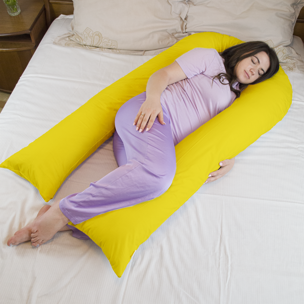 Подушка для вагітних і годування для сну та відпочинку U-340 150х87 см Жовта, фото 1