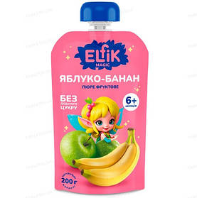 Пюре для дітей від 6міс фруктове Яблуко-банан Elfik Magic 200г