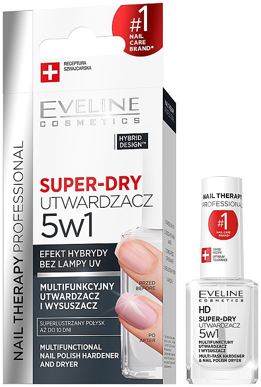 Суміш- закріпник лака для нігтів 5в1 Eveline Cosmetics Nail Therapy Professional Super-Dry Top Coat 12 мл