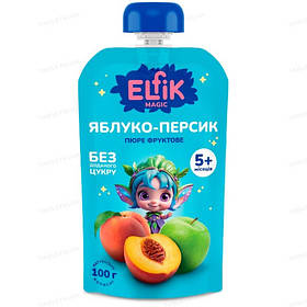 Пюре для дітей від 5міс фруктове Яблуко-персик Elfik Magic 100г