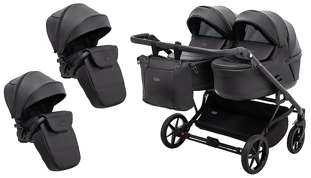Коляска 2 в 1 для двійні Adamex Leo Duo Eco SA-2 чорний