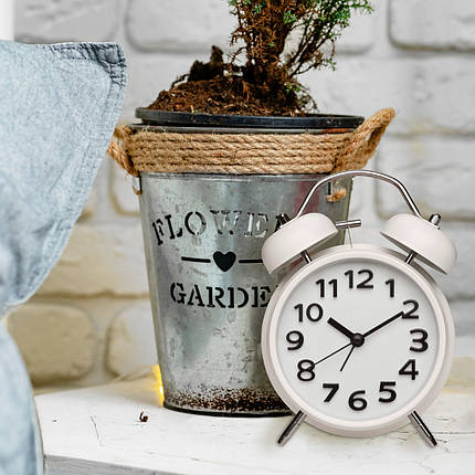 Кварцовий настільний годинник-будильник TFA Metal Bell Alarm Clock 60.1040.02 (White), фото 1