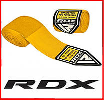 Бинти боксерські RDX Fibra Yellow жовті для рук боксу кікбоксингу мм єдиноборств 4.5 м