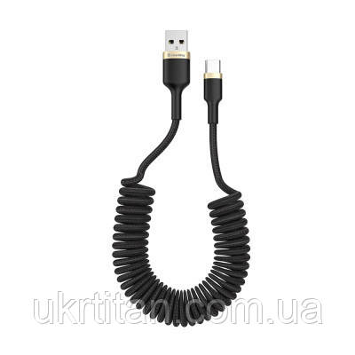 Оригінал! Дата кабель USB 2.0 AM to Type-C 1.0m spiral black ColorWay (CW-CBUC051-BK) - Вища Якість!, фото 1