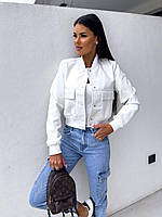 Жіноча куртка бомбер з штучної шкіри, розміри 42-44, 46-48, 50-52