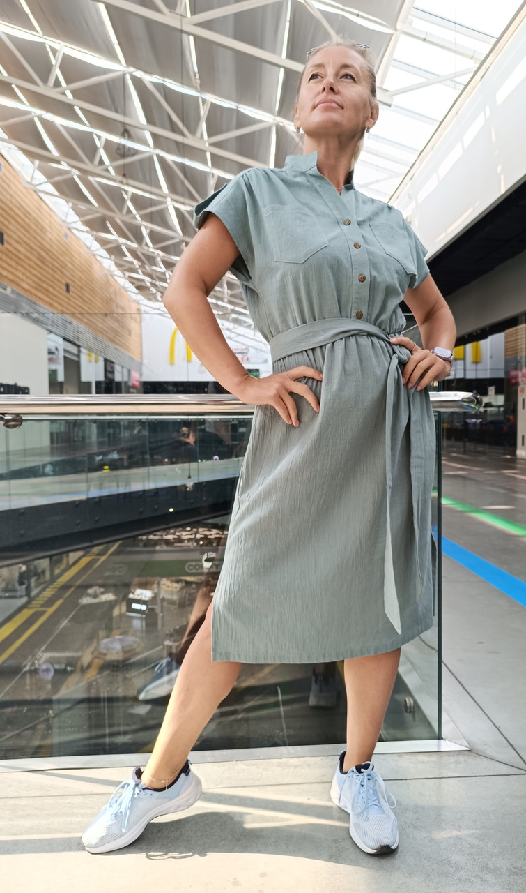 Літнє плаття льон-котон "димчаста м'ята", фото 1