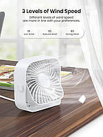 Портативний міні-вентилятор Topk K50 USB charging 360° rotating White, фото 7