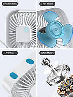 Портативний міні-вентилятор Topk K50 USB charging 360° rotating White, фото 6