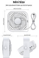 Портативний міні-вентилятор Topk K50 USB charging 360° rotating White, фото 4