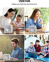 Портативний міні-вентилятор Topk K50 USB charging 360° rotating White, фото 9