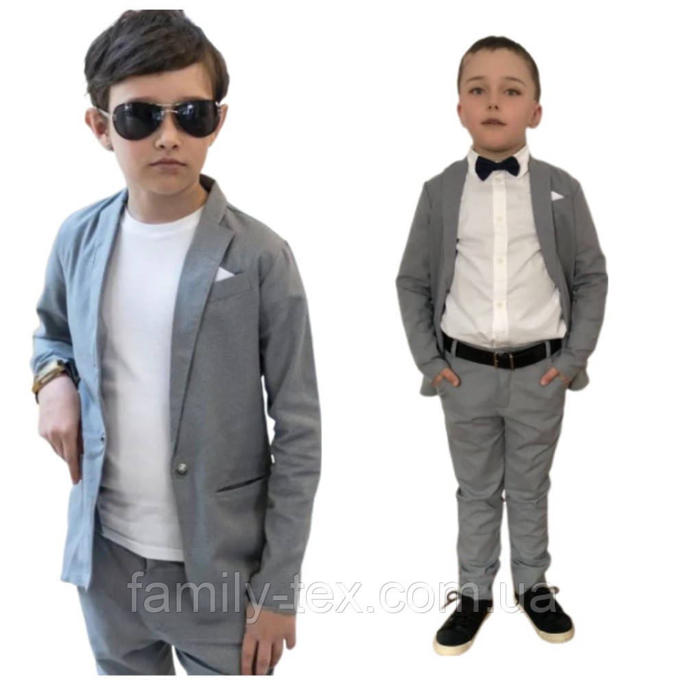 Лляний костюм для хлопців піджак і штани, розміри на зріст 134-140, фото 1