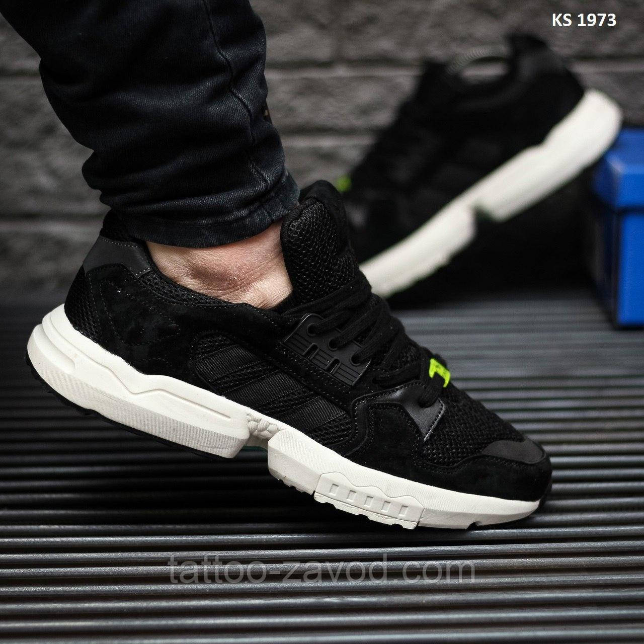 Кросівки чоловічі чорні з білою підошвою шкіра+ сітка 44 Adidas XZ Torison Black White, фото 1