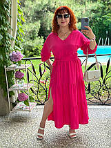 Елегантна сукня з довгими рукавами та з поясом в комплекті з приємної тканини креп розміри великі, фото 2