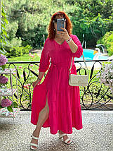 Елегантна сукня з довгими рукавами та з поясом в комплекті з приємної тканини креп розміри великі, фото 3