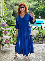 Елегантна сукня з довгими рукавами та з поясом в комплекті з приємної тканини креп розміри великі, фото 5