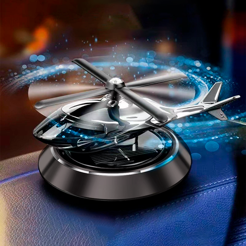 Автомобільний ароматизатор на сонячній батареї Вертоліт із обертовими лопатями, черный, фото 1