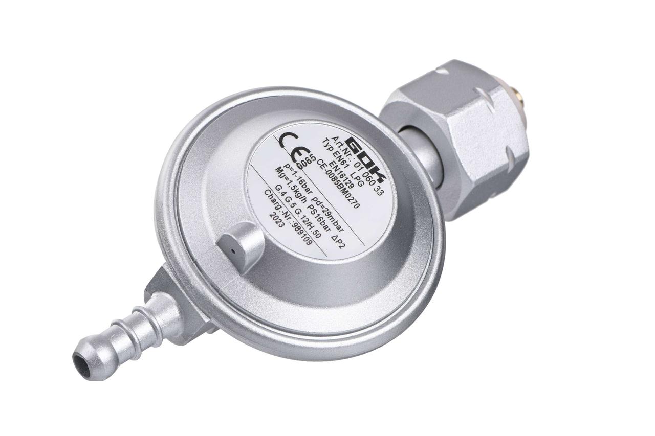 0106033, Редуктор газовий GOK комбі, Shell та KLF, український та євро стандарт, 29мбар, 1.5кг/г, Арт.55270