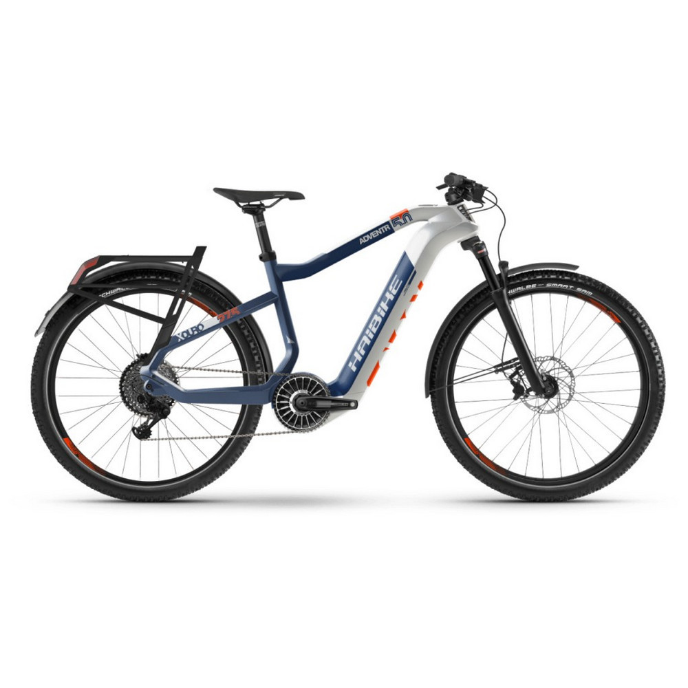 Електровелосипед Haibike XDURO Adventr 5.0 i630Wh 11 s. NX 27.5", CARBON, рама L, біло-синьо-жовтогарячий, 2020