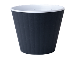 Вазон "Ібіс" з подвійним дном 17,9*14,7см. (/граніт/білий)