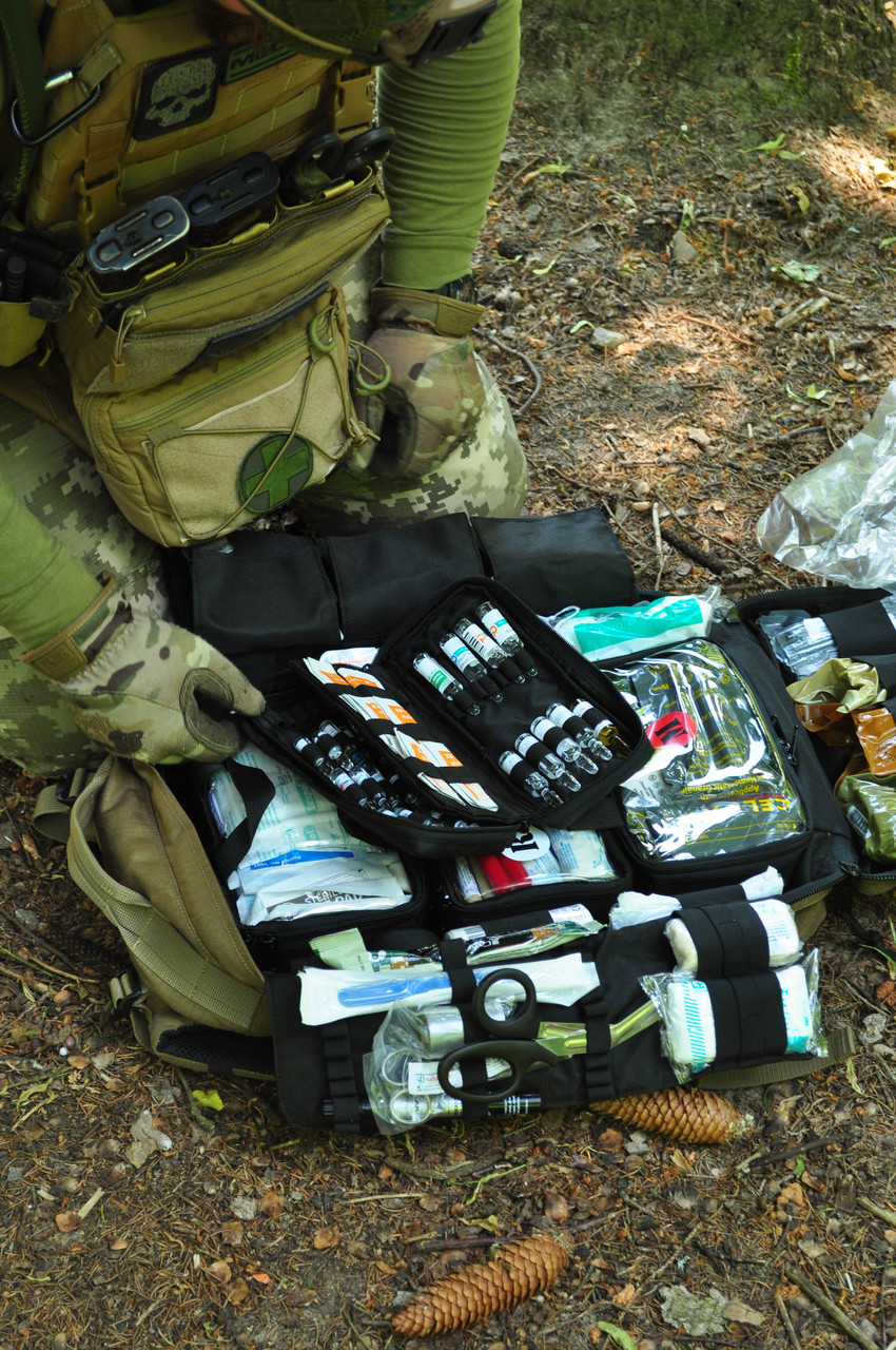 Сумка рюкзак військового медика з ампульницями та боксами Стохід Чорний компактний 21 л, фото 1