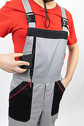 Спецодяг літній робочий напівкомбінезон «Будівельник-Pro сірий» (саржа)