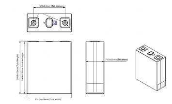 Батарея LiFePo4 REPT 3.2V 314Ah 0,25 mOm (SDSD-BT340-ML) літій-залізо-фосфатні акумулятор 1 комірка, фото 5