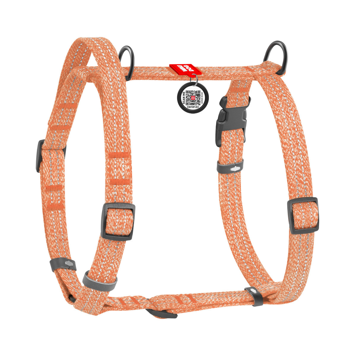 Шлея S 35-50 см анатомічна H-подібна WAUDOG Re-cotton з QR паспортом коричнева для собак, фото 1