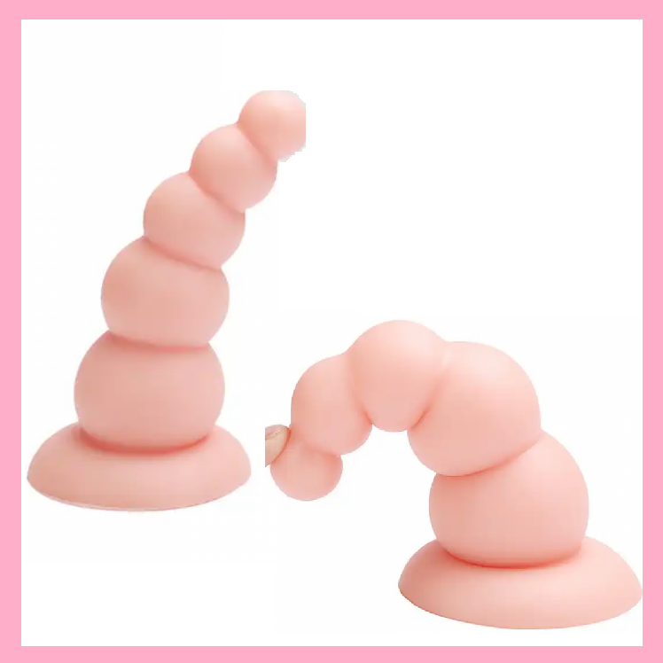 Великий анальний корок 14 см телесний на присоску, Пробка для анального сексу та фістинга стимулятор піраміда,, фото 1