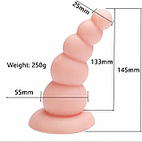 Великий анальний корок 14 см телесний на присоску, Пробка для анального сексу та фістинга стимулятор піраміда,, фото 5