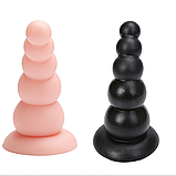 Великий анальний корок 14 см телесний на присоску, Пробка для анального сексу та фістинга стимулятор піраміда,, фото 7