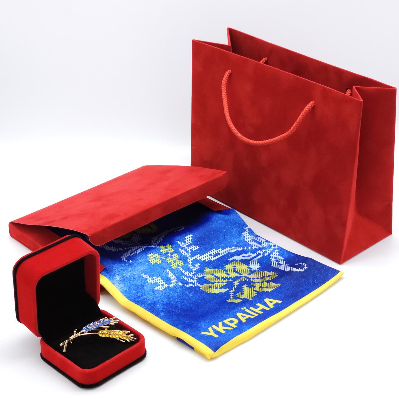 Подарунковий набір хустка і брошка колосок, фото 1