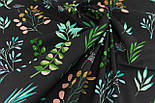 Бязь "Різнокольорові гілки" на чорному № Е-3326, фото 3