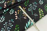Бязь "Різнокольорові гілки" на чорному № Е-3326, фото 5