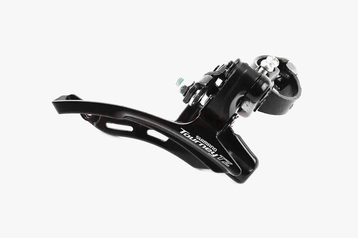 Пермикач ланцюга передній з верхньою тягою, кріпл. 28,6мм, під зірку 42Т, чорний FD-TZ 500, фото 1