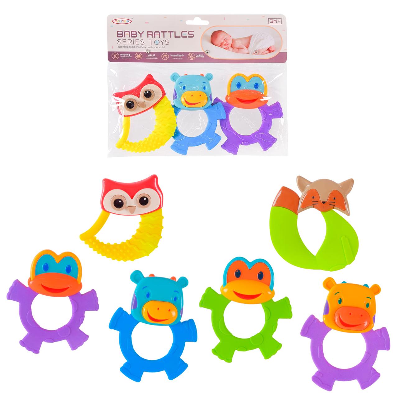 Брязкальце-прорізувач 2 види мікс, м'які силіконові частини, пак. 21*17 см (240 шт./2), фото 1